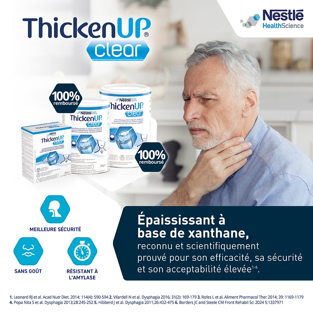 Produits Nestlé ThickenUp Clear pour une meilleure sécurité et goût neutre