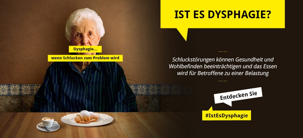 Sitzende alte Dame, ist es Dysphagie?